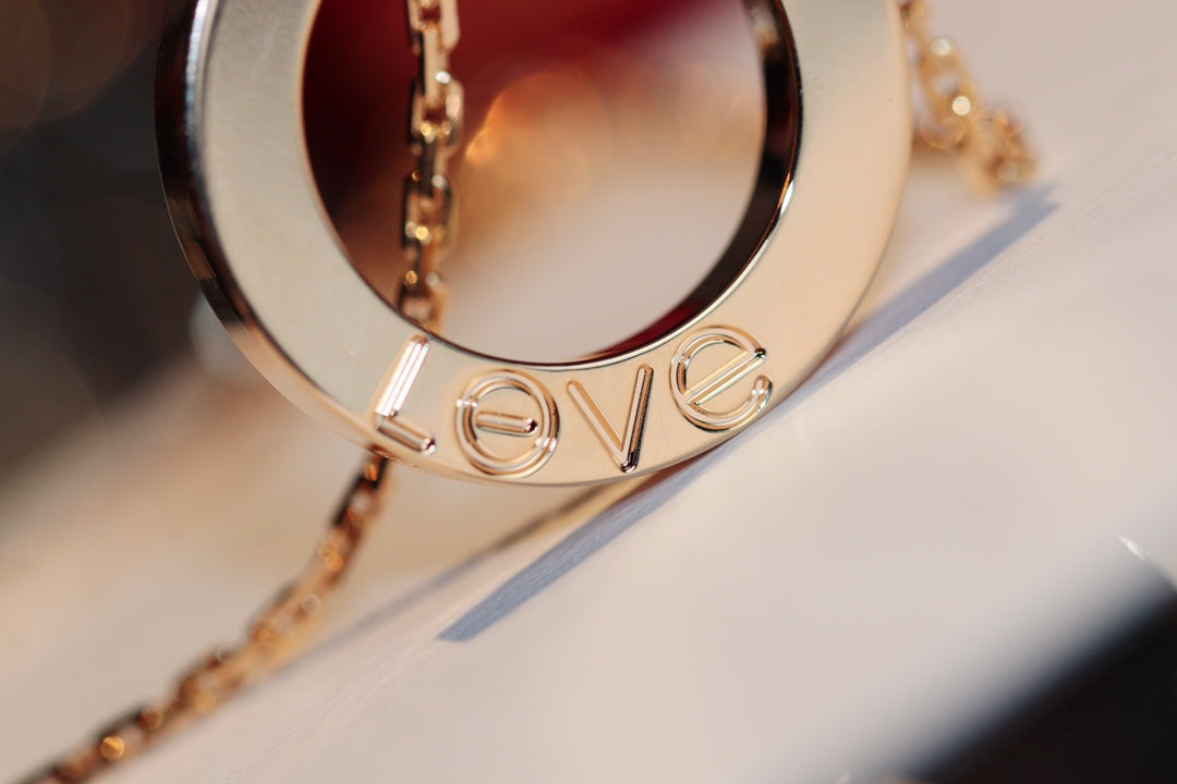[Clara Jewels]LOVE NECKLACE 16MM 6 DIAMONDS PINK GOLD