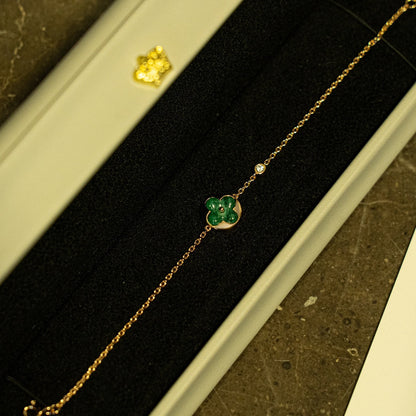 [Clara Jewels]SUN MALACHITE 1 DIAMOND PINK GOLD BRACELET