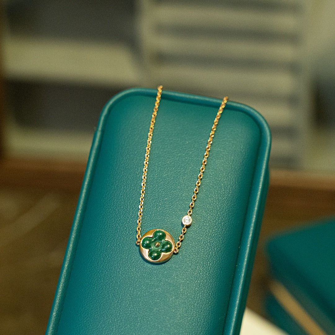 [Clara Jewels]SUN MALACHITE 1 DIAMOND PINK GOLD BRACELET