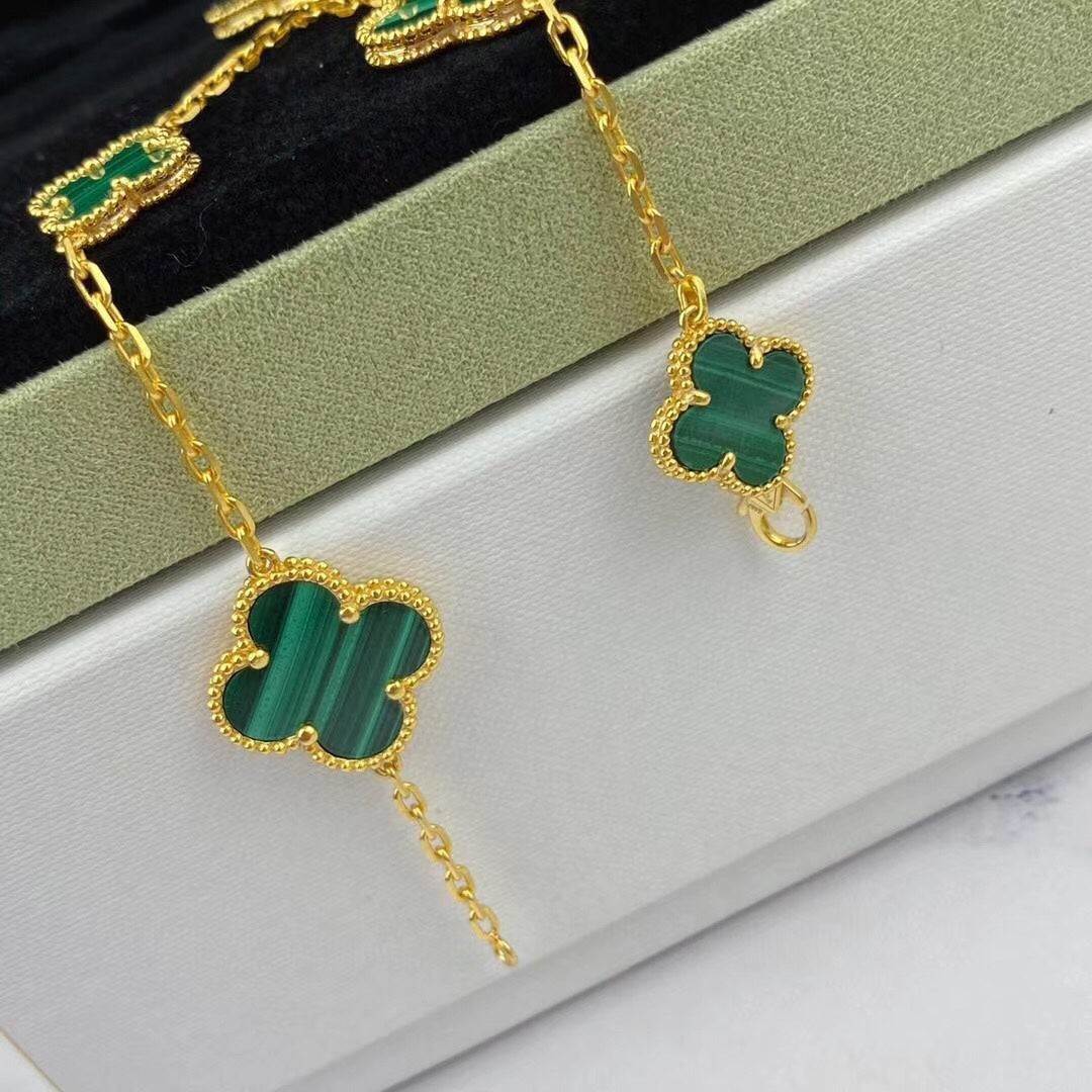 [Clara Jewels]MAGIC CLOVER MALACHITE GOLD BRACELET 5 MOTIFS