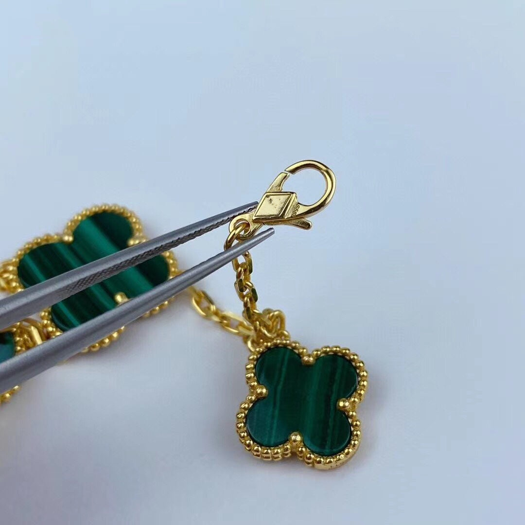 [Clara Jewels]MAGIC CLOVER MALACHITE GOLD BRACELET 5 MOTIFS