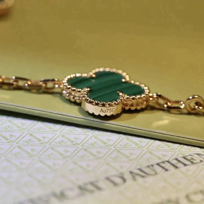[Clara Jewels] CLOVER 5 MOTIF MALACHITE BRACELET COLLECTION