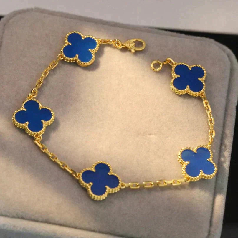 [Clara Jewels] CLOVER 5 MOTIF BLUE AGATE BRACELET COLLECTION