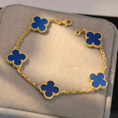 [Clara Jewels] CLOVER 5 MOTIF BLUE AGATE BRACELET COLLECTION