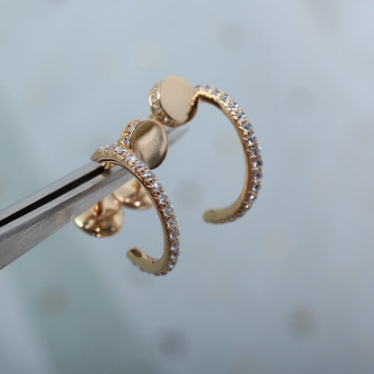 [Clara Jewels]JUSTE EARRINGS 12.75MM PINK GOLD DIAMOND