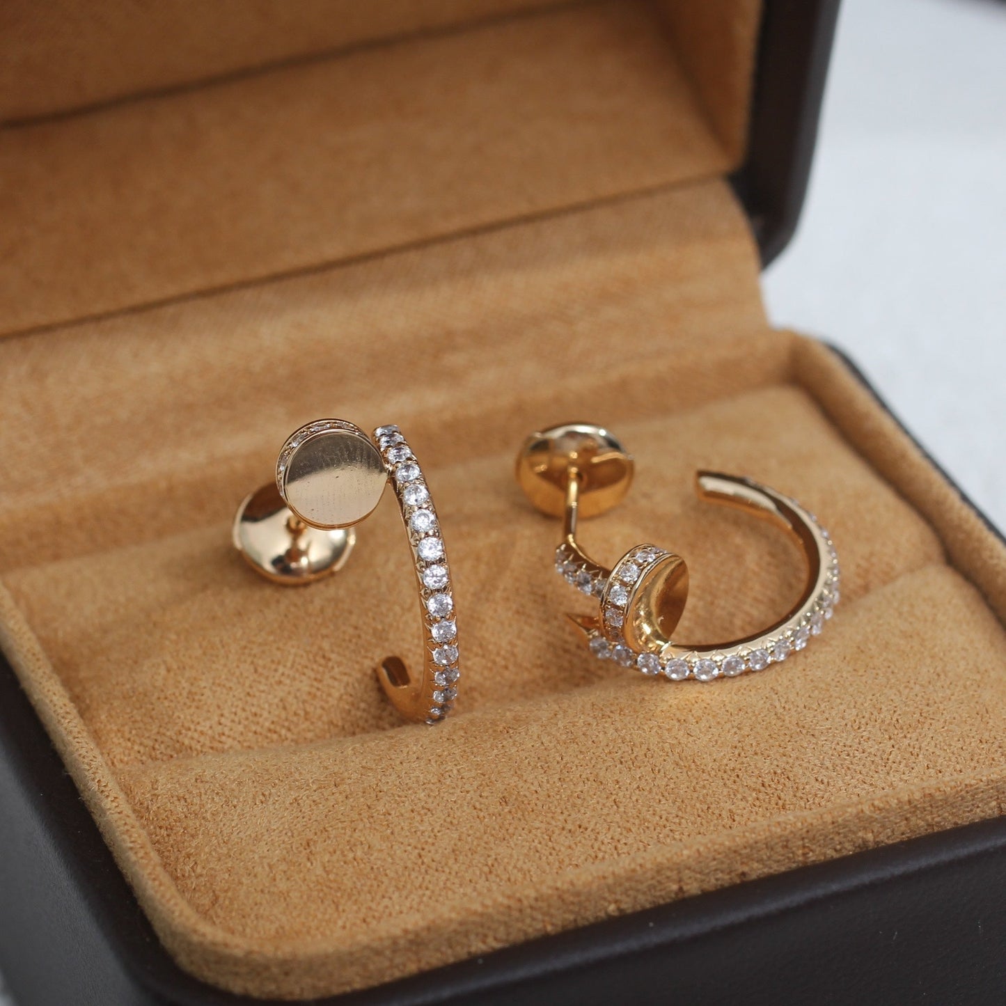 [Clara Jewels]JUSTE EARRINGS 12.75MM PINK GOLD DIAMOND
