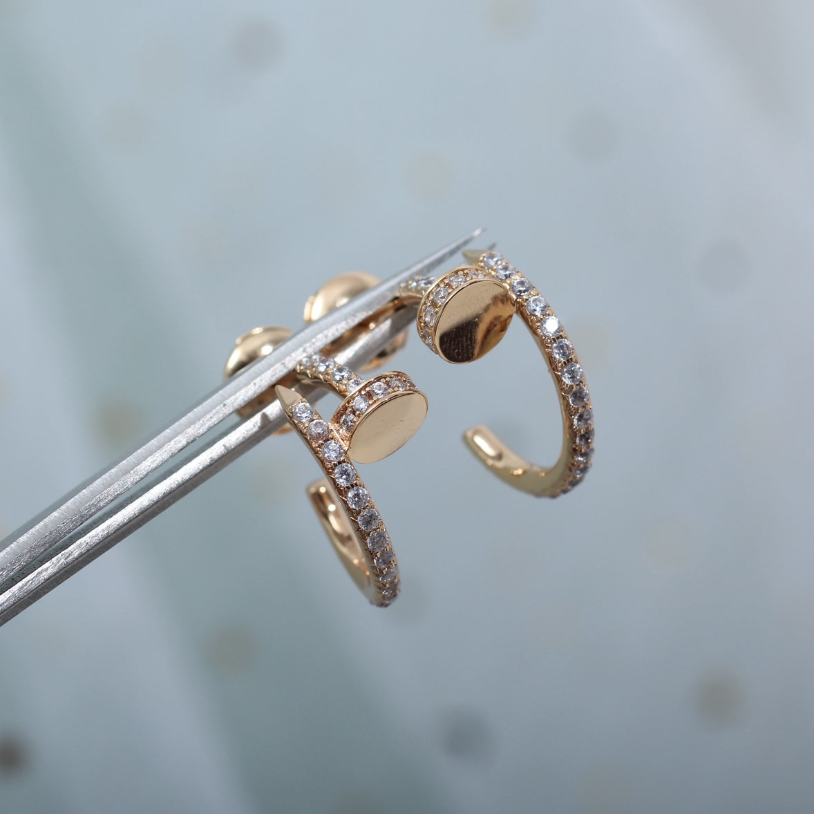 [Clara Jewels]JUSTE EARRINGS 12.75MM PINK GOLD DIAMOND