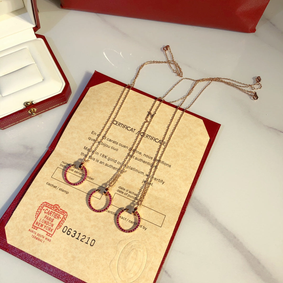 [Clara Jewels]JUSTE NECKLACE GOLD RED DIAMONDS