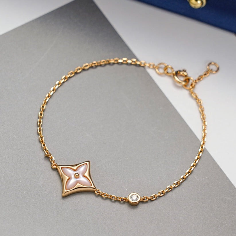 [Clara Jewels]STAR 1 DIAMOND PINK GOLD BRACELET