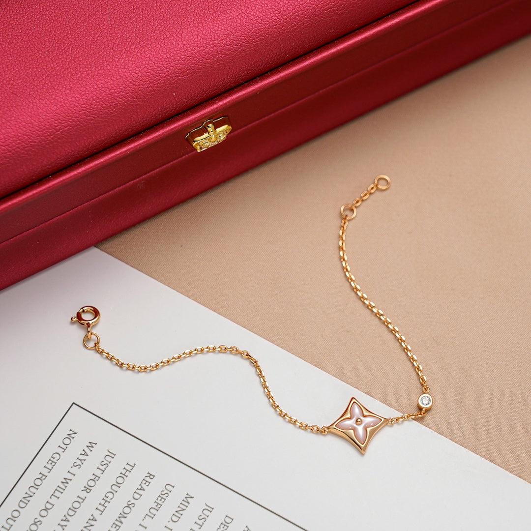 [Clara Jewels]STAR 1 DIAMOND PINK GOLD BRACELET