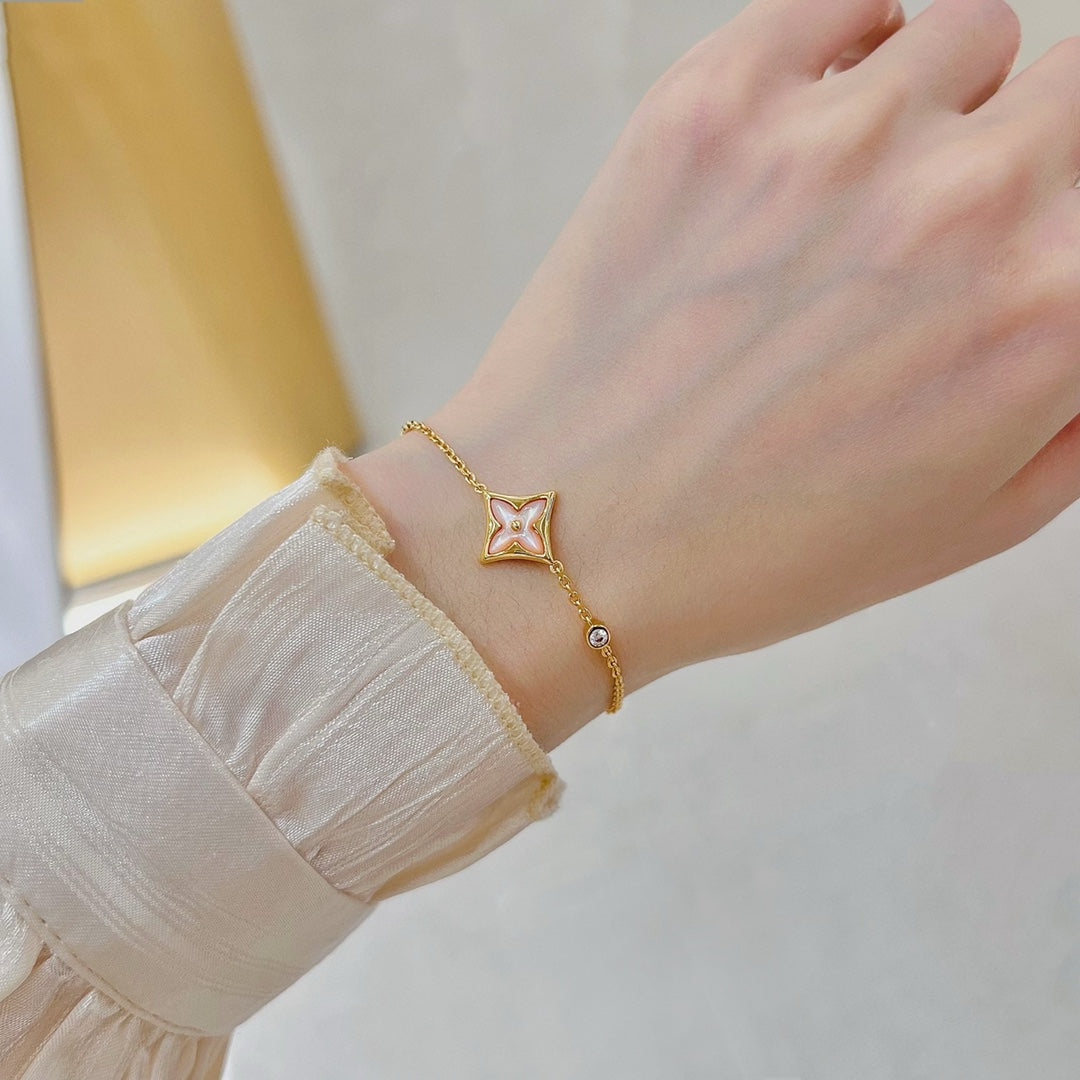 [Clara Jewels]STAR 1 DIAMOND PINK GOLD BRACELET