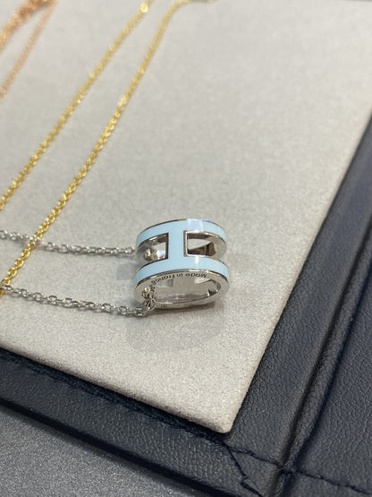 [Clara Jewels]POP H LIGHT BLUE NECKLACE