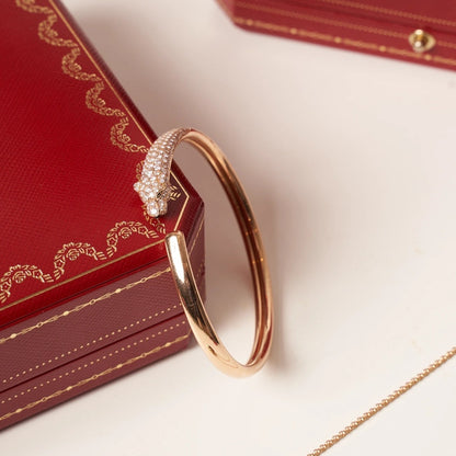 [Clara Jewels]PANTHERE ROSE GOLD DIAMOND OPEN BRACELET
