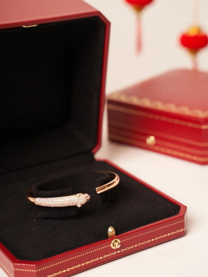 [Clara Jewels]PANTHERE ROSE GOLD DIAMOND OPEN BRACELET