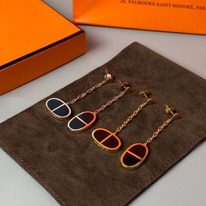 [Clara Jewels]CHAINE VERSO BLACK CERAMIC EARRINGS