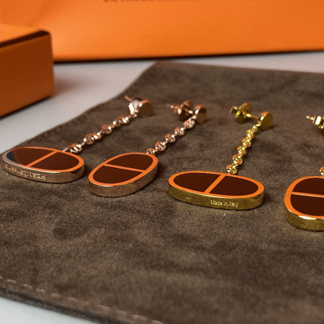 [Clara Jewels]CHAINE VERSO BLACK CERAMIC EARRINGS