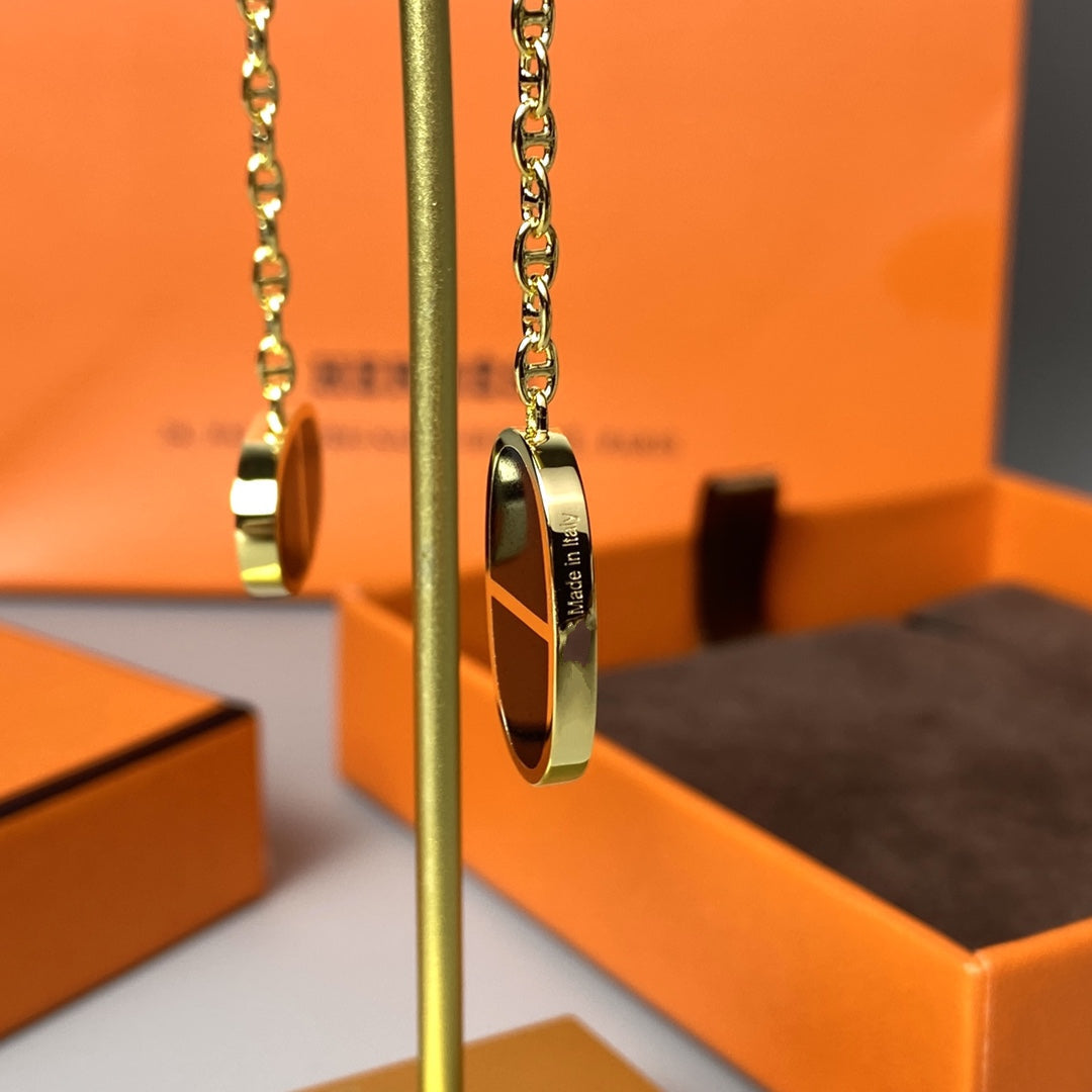 [Clara Jewels]CHAINE VERSO BLACK CERAMIC EARRINGS