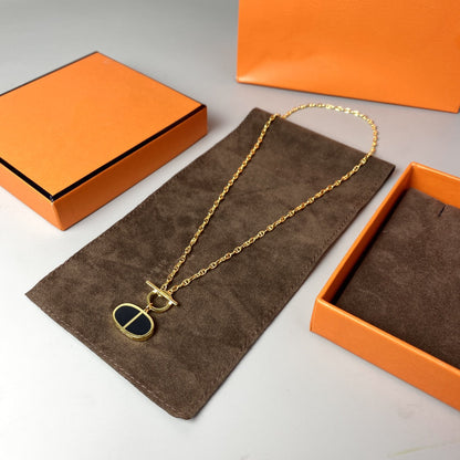 [Clara Jewels]CHAINE VERSO BLACK CERAMIC NECKLACE