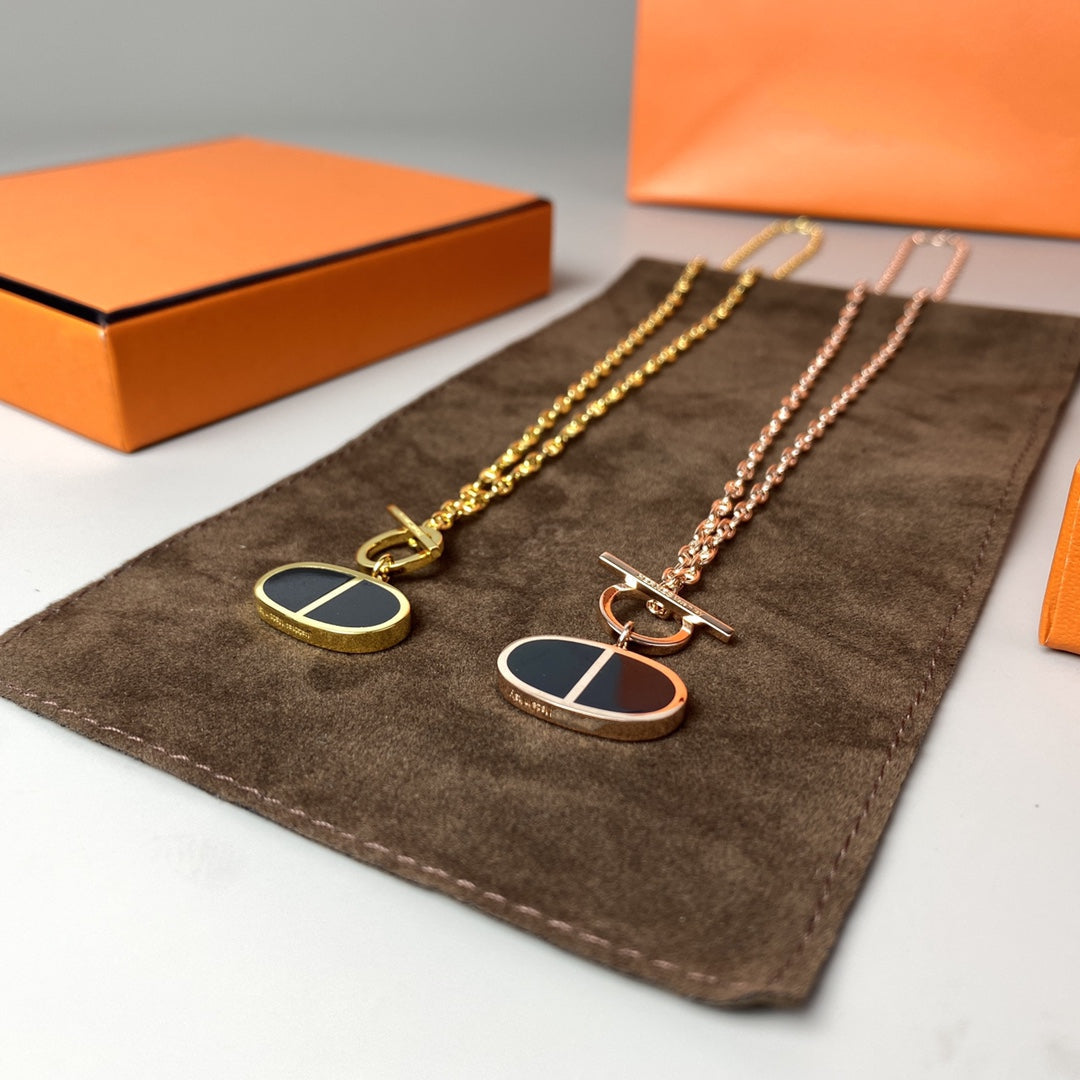 [Clara Jewels]CHAINE VERSO BLACK CERAMIC NECKLACE