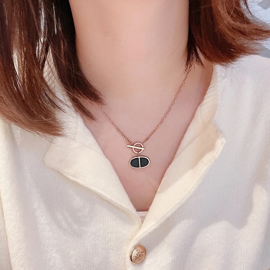 [Clara Jewels]CHAINE VERSO BLACK CERAMIC NECKLACE