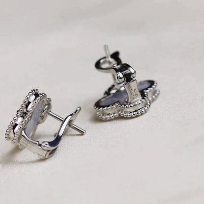 [Clara Jewels]CLOVER MEDIUM 1 MOTIFS  WHITE MOP EARRINGS SILVER