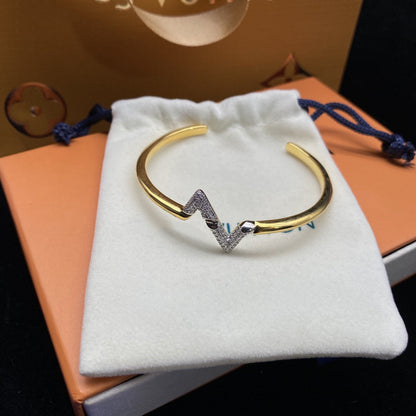 [Clara Jewels]VOLTE UPSITE DOWN DIAMOND GOLD OPEN BRACELET