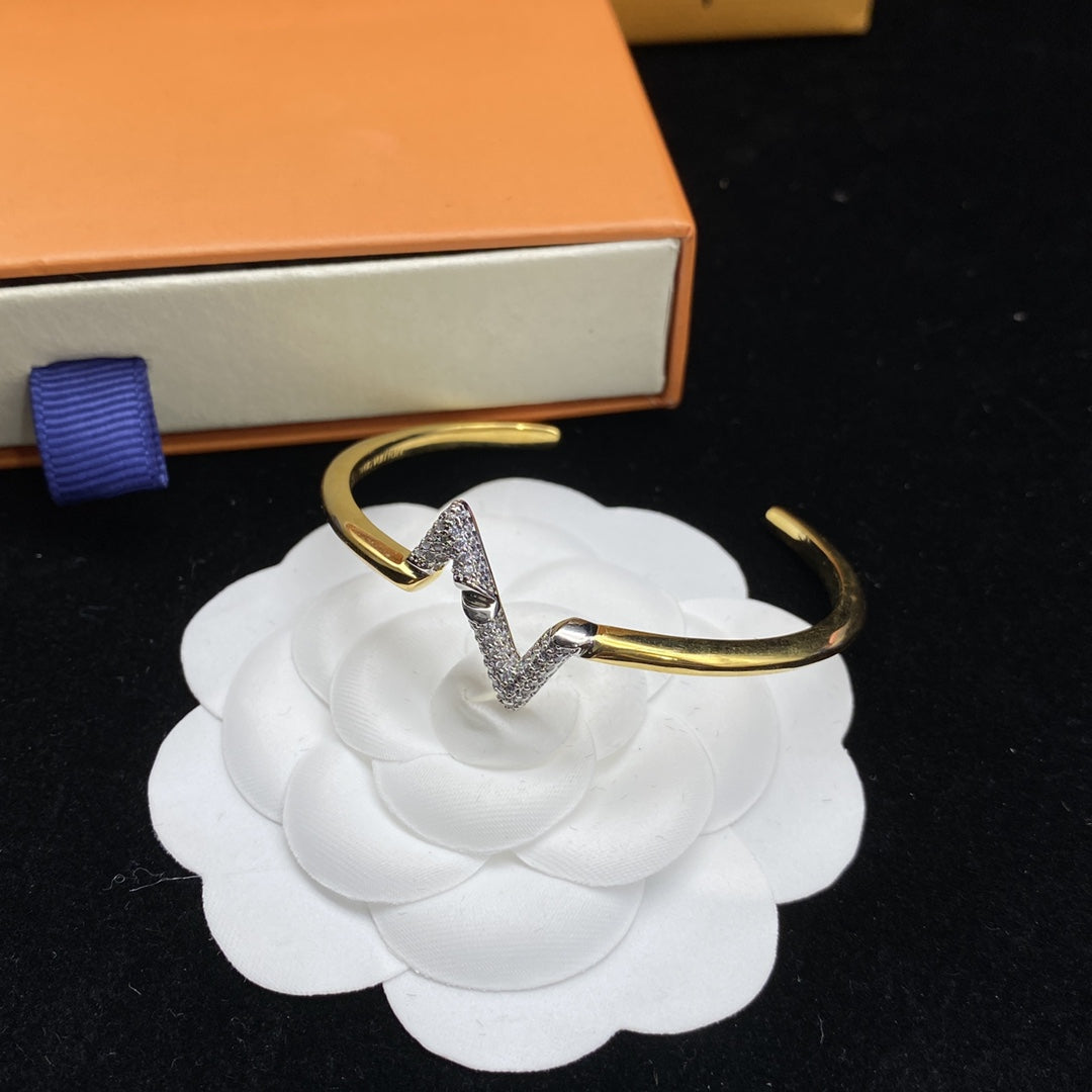 [Clara Jewels]VOLTE UPSITE DOWN DIAMOND GOLD OPEN BRACELET