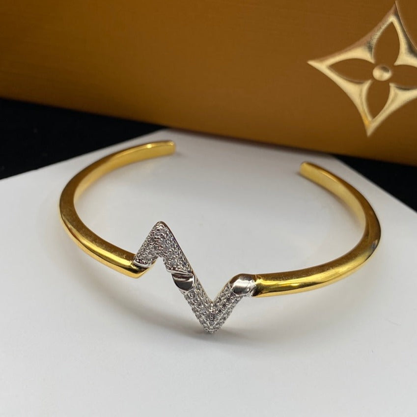 [Clara Jewels]VOLTE UPSITE DOWN DIAMOND GOLD OPEN BRACELET