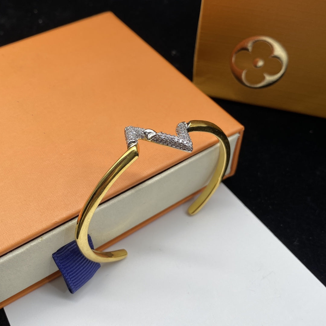 [Clara Jewels]VOLTE UPSITE DOWN DIAMOND GOLD OPEN BRACELET