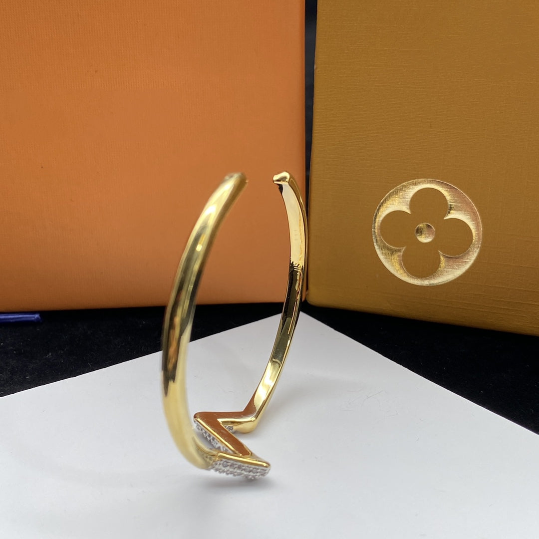 [Clara Jewels]VOLTE UPSITE DOWN DIAMOND GOLD OPEN BRACELET