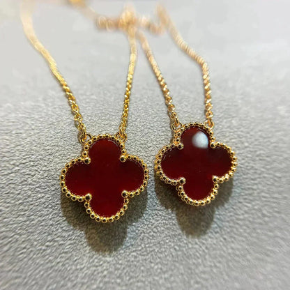 [Clara Jewels]CLOVER 15MM CARNELIAN SINGLE FLOWER NECKLACE