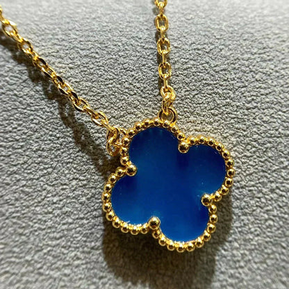 [Clara Jewels]CLOVER 15MM BLUE AGATE NECKLACE