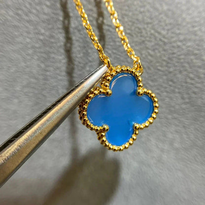 [Clara Jewels]CLOVER 15MM BLUE AGATE NECKLACE