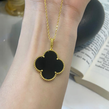 [Clara Jewels]CLOVER 25MM NECKLACE GOLD ONYX