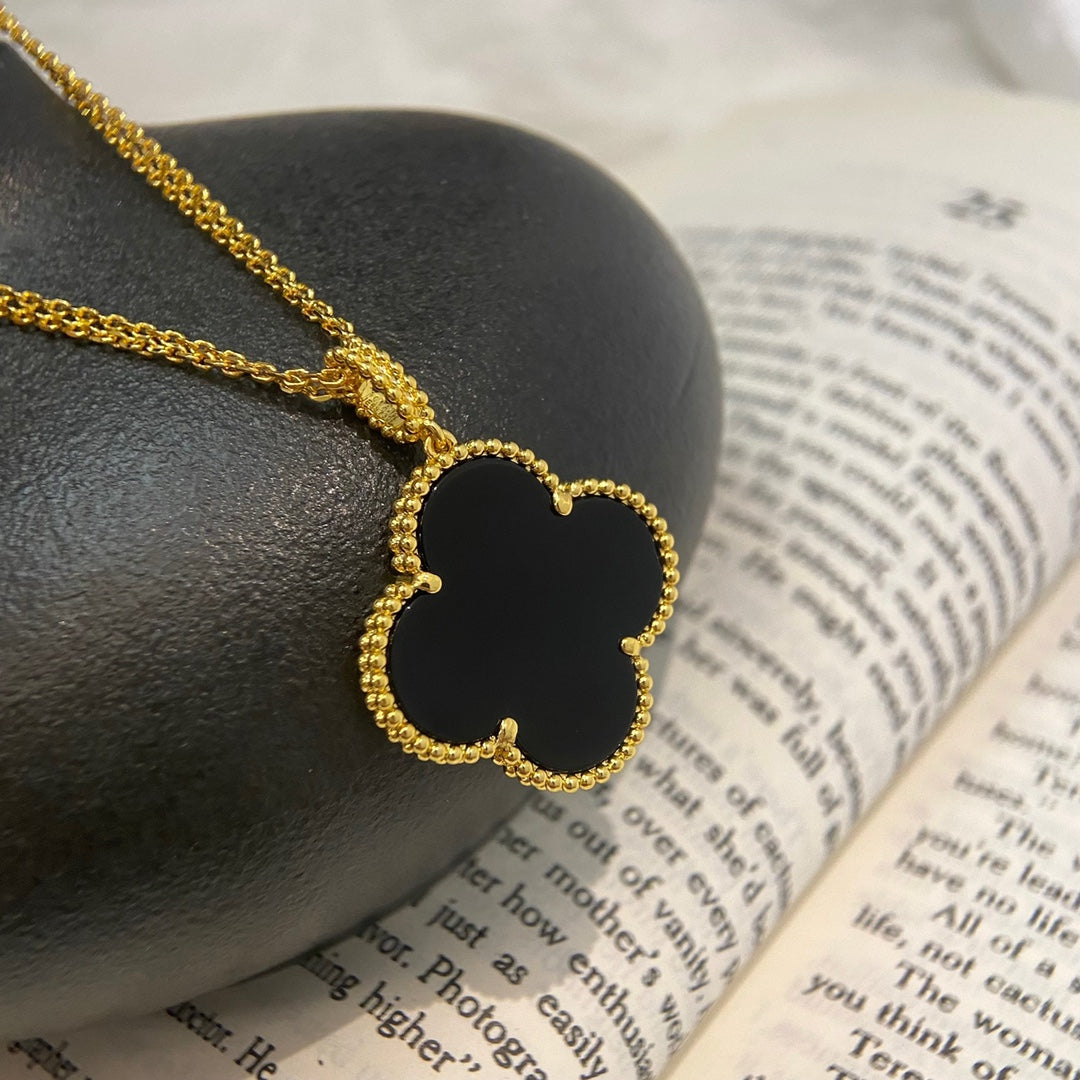 [Clara Jewels]CLOVER 25MM NECKLACE GOLD ONYX
