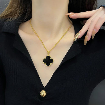 [Clara Jewels]CLOVER 25MM NECKLACE GOLD ONYX