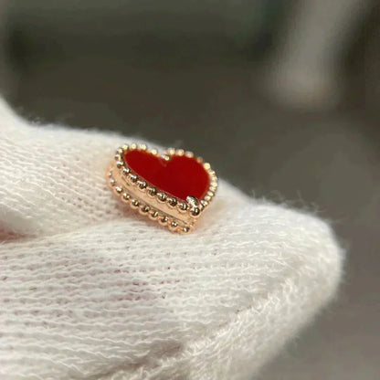 [Clara Jewels]HEART CARNELIAN STUD EARRINGS