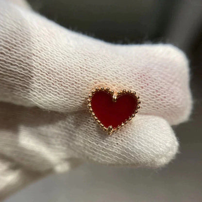 [Clara Jewels]HEART CARNELIAN STUD EARRINGS
