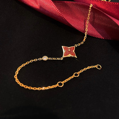 [Clara Jewels]COLOR STAR CARNELIAN PINK GOLD DIAMOND BRACELET