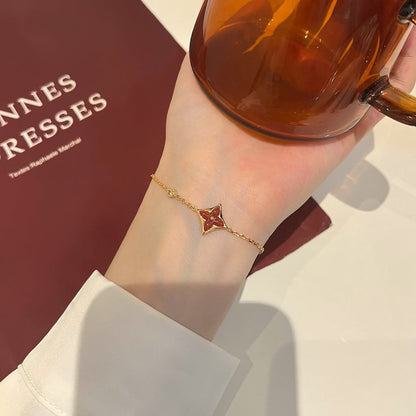 [Clara Jewels]COLOR STAR CARNELIAN PINK GOLD DIAMOND BRACELET
