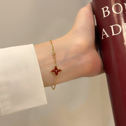 [Clara Jewels]COLOR STAR CARNELIAN PINK GOLD DIAMOND BRACELET