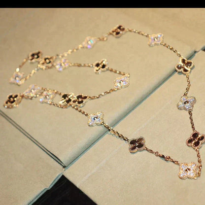 [Clara Jewels]CLOVER 20 MOTIFS LASER DIAMOND NECKLACE