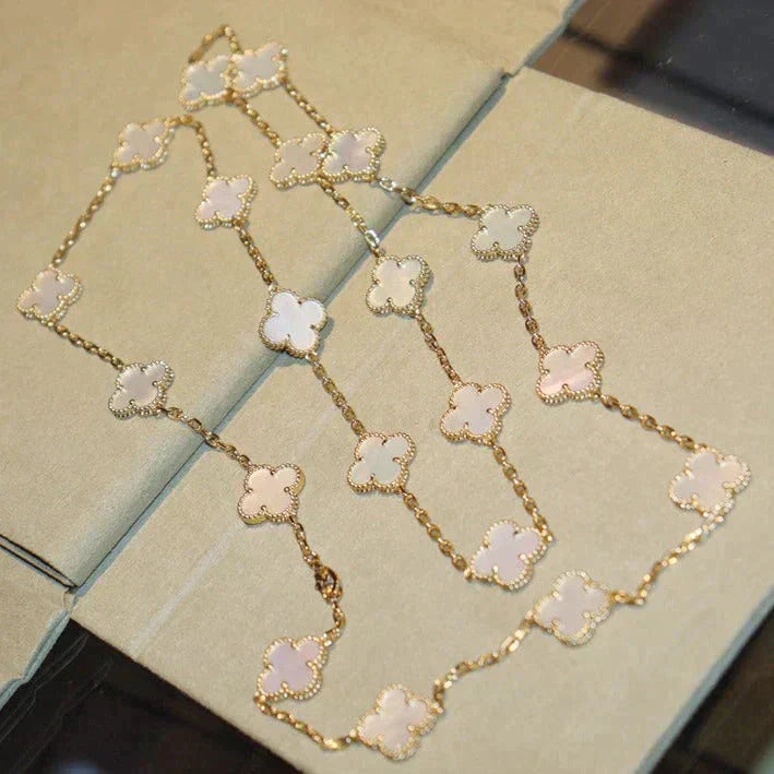 [Clara Jewels]CLOVER 20 MOTIFS WHITE MOP NECKLACE