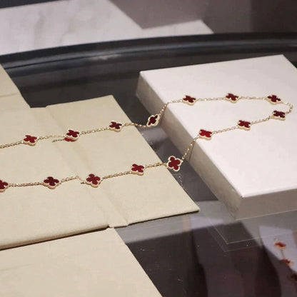 [Clara Jewels]CLOVER 20 MOTIFS CARNELIAN NECKLACE