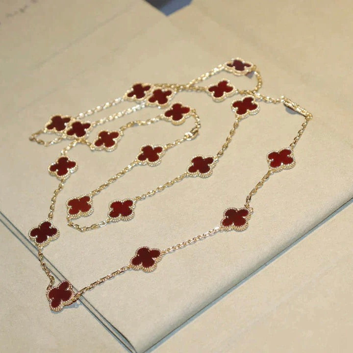 [Clara Jewels]CLOVER 20 MOTIFS CARNELIAN NECKLACE