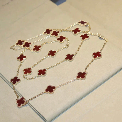 [Clara Jewels]CLOVER 20 MOTIFS CARNELIAN NECKLACE