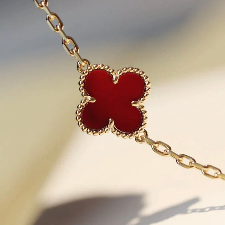 [Clara Jewels]CLOVER 20 MOTIFS CARNELIAN NECKLACE