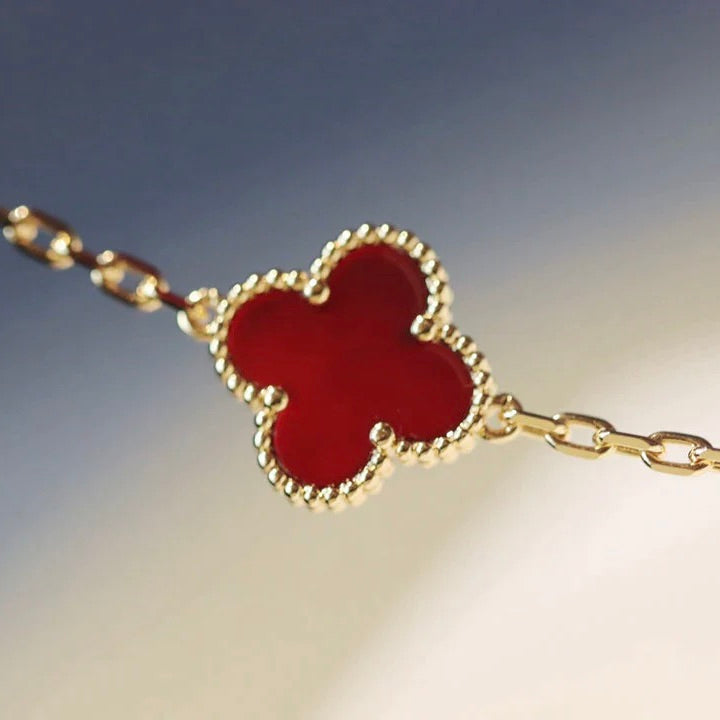 [Clara Jewels]CLOVER 20 MOTIFS CARNELIAN NECKLACE