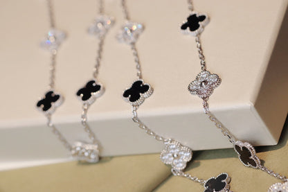 [Clara Jewels]CLOVER 20 MOTIFS ONYX DIAMOND SILVER
