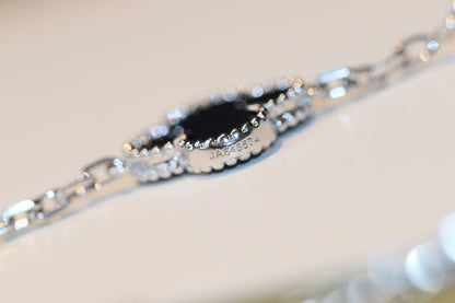 [Clara Jewels]CLOVER 20 MOTIFS ONYX DIAMOND SILVER